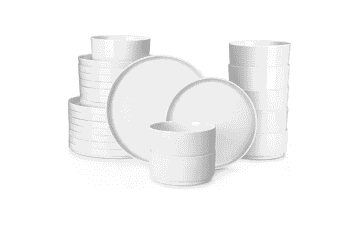 MALACASA 24-Piece White Porcelain Dinnerware Set