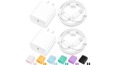 MFi Certified 20W USB‑C to Lightning Charger Pack (2x) with 10FT & 6FT Cables