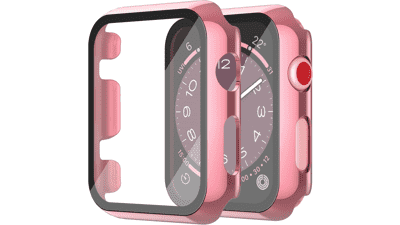 Misxi 2-Pack Apple Watch Case with Tempered Glass
