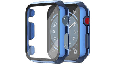 Misxi 2-Pack Apple Watch Case with Tempered Glass