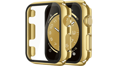 Misxi 2-Pack Apple Watch Tempered Glass Case