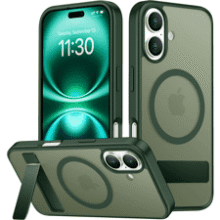 SPIDERCASE Magnetic iPhone 16 Case – 3‑Way Stand, Military Grade Protection, Dark Green