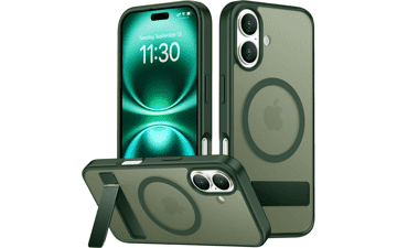 SPIDERCASE Magnetic iPhone 16 Case – 3‑Way Stand, Military Grade Protection, Dark Green