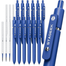 STAGEEK Blue Gel Pens GX3 12 Pack with 3 Refills