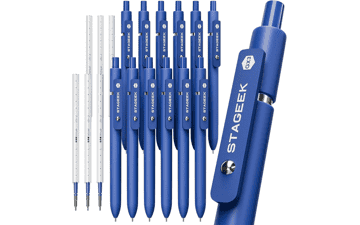 STAGEEK Blue Gel Pens GX3 12 Pack with 3 Refills