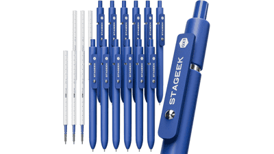 STAGEEK Blue Gel Pens GX3 12 Pack with 3 Refills