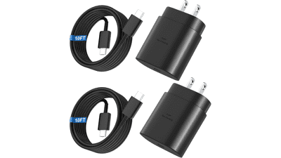 Super Fast 25W USB‑C Charger with 10FT Cable (2 Pack)