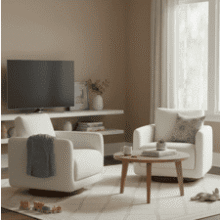 Swivel Accent Chair – Modern Faux Leather Barrel Armchair