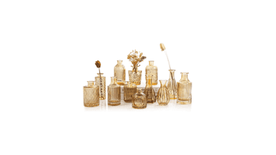 TBWIND Gold Amber Glass Bud Vases Set