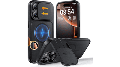 TOCOL iPhone 16 Pro Rugged Case with Slide Camera Cover & Kickstand