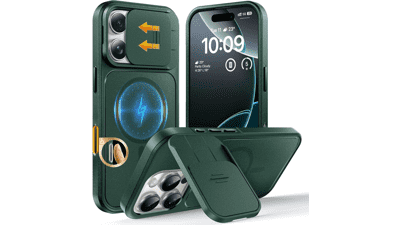 TOCOL iPhone 16 Pro Rugged Case with Slide Camera Cover & Kickstand