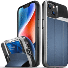 VENA vCommute Wallet Case for iPhone 14 – Military Grade Drop Protection, Flip Leather, Card Slot, Kickstand