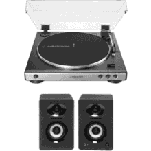 Audio-Technica AT-LP60X Automatic Turntable Bundle with Bluetooth Studio Monitors