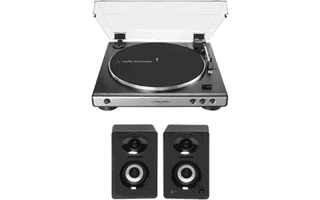 Audio-Technica AT-LP60X Automatic Turntable Bundle with Bluetooth Studio Monitors