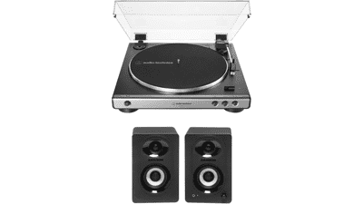 Audio-Technica AT-LP60X Automatic Turntable Bundle with Bluetooth Studio Monitors