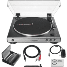 Audio-Technica AT‑LP60X Turntable Bundle with Cleaning Tool & Stand