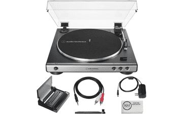 Audio-Technica AT‑LP60X Turntable Bundle with Cleaning Tool & Stand