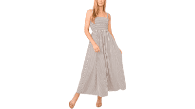 CeCe Smocked Tie Strap Maxi Dress