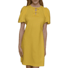 Karl Lagerfeld Women's Mini Dress with Puff Sleeves & Bow Neck