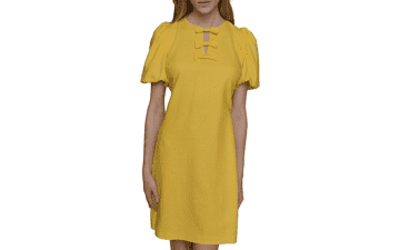 Karl Lagerfeld Women's Mini Dress with Puff Sleeves & Bow Neck