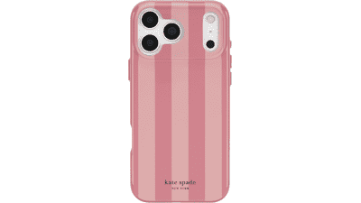 Kate Spade iPhone 17 Pro Max Case – Stripe Rose Coral