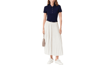 Lacoste Women's Long Pleated Elastic Waist Skirt