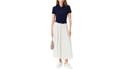 Lacoste Women's Long Pleated Elastic Waist Skirt