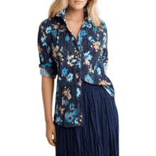 NIC+Zoe Women's Patterned Crinkle Cotton Shirt