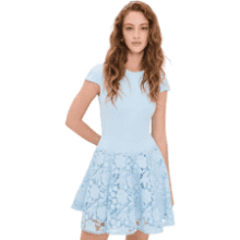 Self Portrait Blue Crepe Lace Mini Dress
