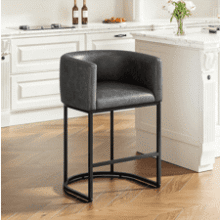 26" Counter Height Bar Stools – Modern Barrel Design with Backrest & Arms