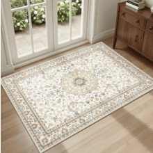2x3 Washable Beige Vintage Boho Area Rug