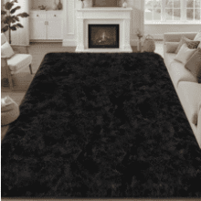 8x10 Fluffy Black Shag Area Rug