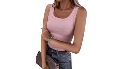 ANRABESS Women's Ribbed Sleeveless Tank Top