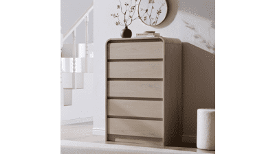 Aitjunz 5-Drawer Modern Cream Dresser