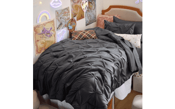 Bedsure Twin Comforter Set Dark Grey – 5 Piece Bed in a Bag