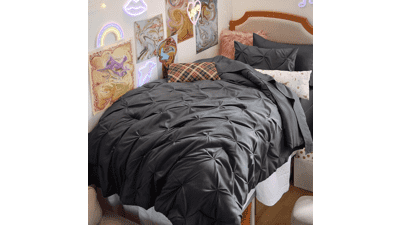 Bedsure Twin Comforter Set Dark Grey – 5 Piece Bed in a Bag