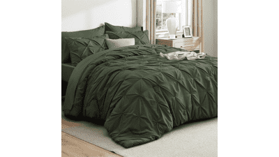 Bedsure Twin Comforter Set Olive Green – 5 Piece Bed in a Bag