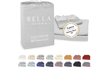 Bella Coterie Bamboo Viscose Twin Sheet Set – Cooling, Ultra Soft, Hypoallergenic