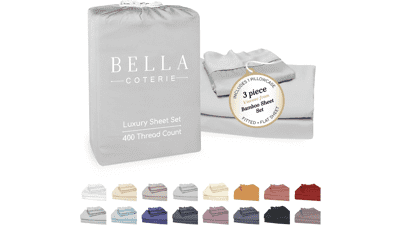 Bella Coterie Bamboo Viscose Twin Sheet Set – Cooling, Ultra Soft, Hypoallergenic