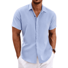 COOFANDY Men's Linen Short Sleeve Shirt
