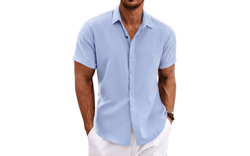 COOFANDY Men's Linen Short Sleeve Shirt