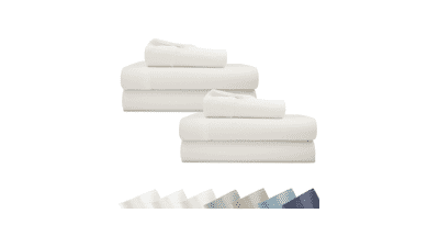 California Design Den 2-Pack Cotton Sateen Twin Sheets – 400 Thread Count, Good Housekeeping Seal, Ivory