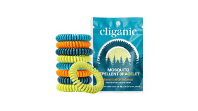 Cliganic 10-Pack Mosquito Repellent Bracelets – DEET-Free, Natural, Individually Wrapped