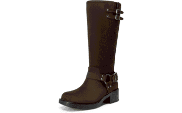 DREAM PAIRS Women's Moto Knee High Biker Boots