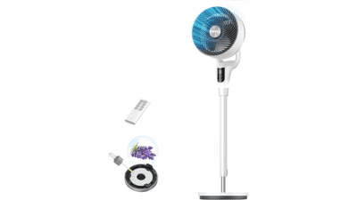 DREO 90ft Airflow Standing Fan – Quiet, 90° Oscillating, 8-Speed