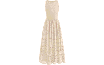 Dowerme Women’s Sleeveless Lace Cotton Maxi Dress