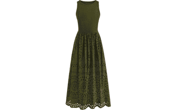 Dowerme Women’s Sleeveless Lace Cotton Maxi Dress – Boho A‑Line with Pockets