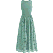 Dowerme Women’s Sleeveless Lace Cotton Maxi Dress – Summer A‑Line Boho Sundress