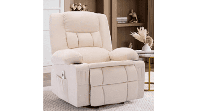 Ergonomic Rocker Recliner Chair with Massage, Heat, Cup Holders & USB Port