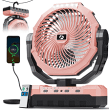 FRIZCOL 3-in-1 Portable Rechargeable Camping Fan with Light